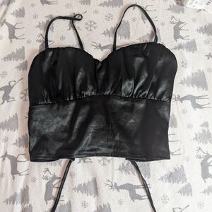 Black Satin Women's Top